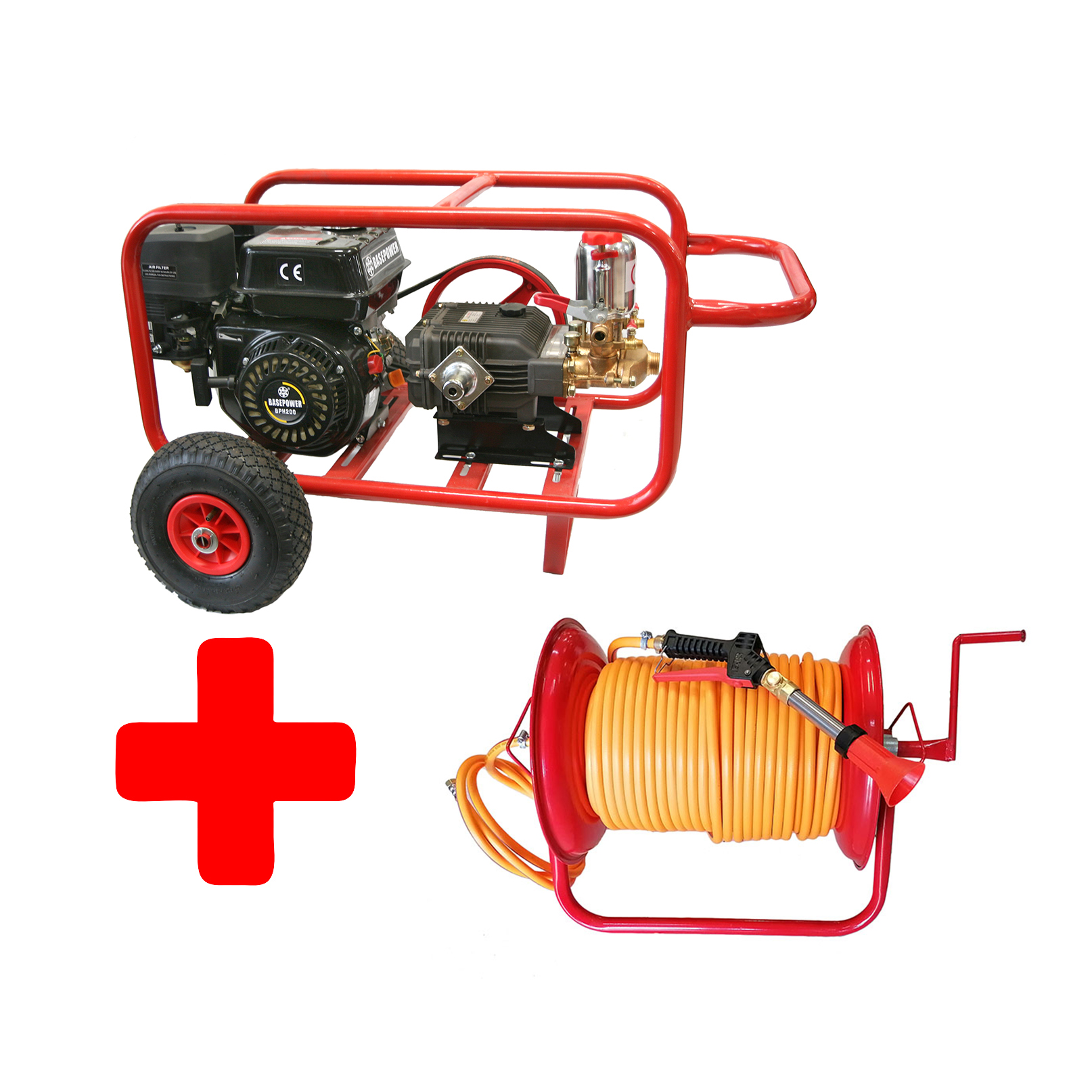 Set Spray BASEPOWER 6,5HP - 50lt Con Finestra 100m Gomma E Flauto Turbo